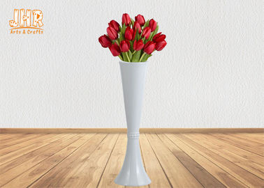 Tinggi Dekoratif Glossy Putih Pekebun Fiberglass Lantai Vas Bunga