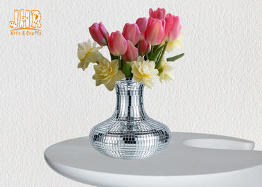 Dekorasi Perak Mosaik Kaca Polystone Centerpiece Meja Vas Pot Bunga