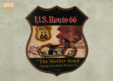 Route 66 Dekorasi Dinding Resin Motor Wall Art Sign Plak Antik Kayu Dinding Dipasang