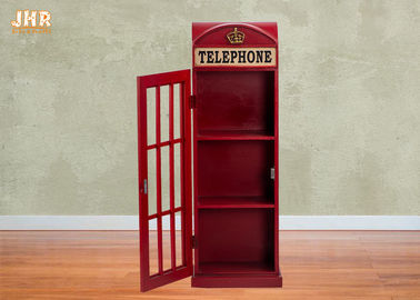 Bilik telepon Inggris, Lemari penyimpanan, Rak penyimpanan kayu antik, MDF rak lantai, Warna merah