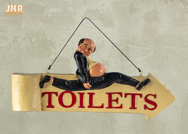 Tanda-tanda Toilet lucu Polyresin Patung Figurine Resin Wall Mounted Sign Bar Sign Dekorasi