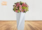 Bentuk Geometris Pot Bunga Fiberglass Lantai Vas Mengkilap Pot Tanaman Putih Pot Bunga Dalam Ruangan