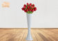 Tinggi Dekoratif Glossy Putih Pekebun Fiberglass Lantai Vas Bunga
