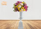 Tahan lama Fiberglass Planters Lantai Vas Glossy Putih