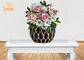 Pola Geometris Dekoratif Pot Bunga Fiberglass Dengan Finish Berbulu Emas