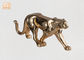 Daun emas Polyresin Leopard patung, Fiber Glass meja hewan patung patung-patung