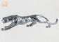 Dekorasi rumah Perak Leafed Polyresin Figurines Hewan Fiberglass Leopard Statue