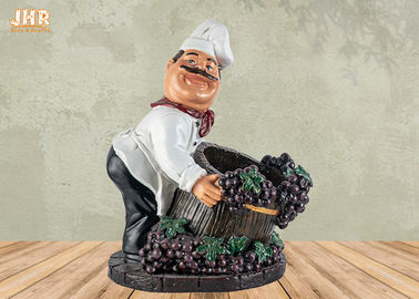 Koki Dekorasi Meja Polyresin Patung Figurine Resin Chef Koki Anggur Pemegang Patung Kecil