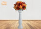3 Piece Glossy Putih Fiberglass Pot Bunga Lantai Vas Dengan Alas