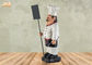 Dekorasi Fat Chef Figurine Polyresin French Chef Figurine Dengan Papan Tulis Kayu